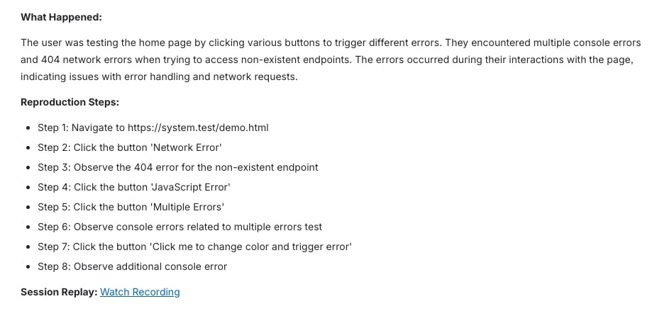 Video Recording with Auto Reproduction Steps