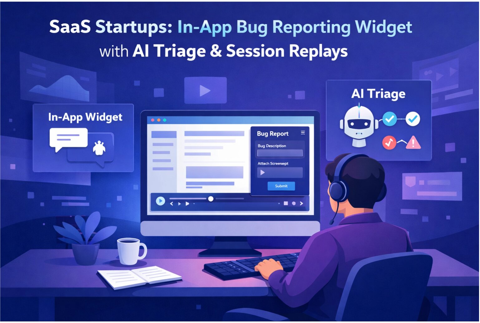 SaaS Startups: In-App Bug Reporting Widget with AI Triage & Session Replays